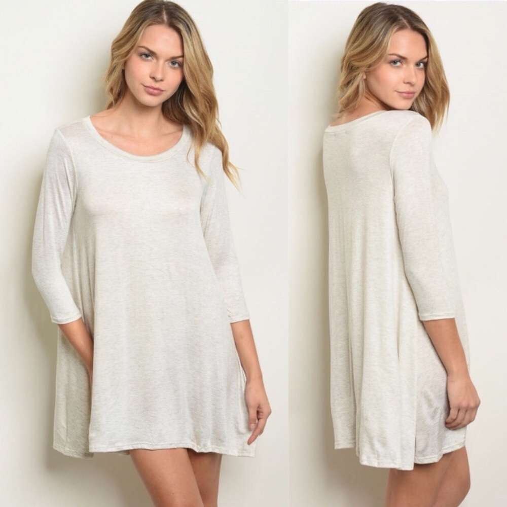 Heathered Oatmeal Cream Basic Tunic